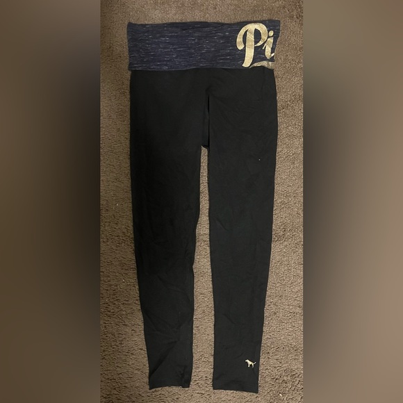 Y2K Victoria’s Secret PINK High Waisted Fold Over Bling Yoga Pants Size Small - Picture 1 of 6